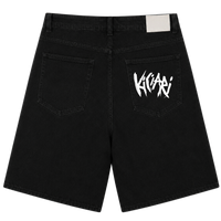 Ki Ciari Painted Denim Shorts in Faded Black